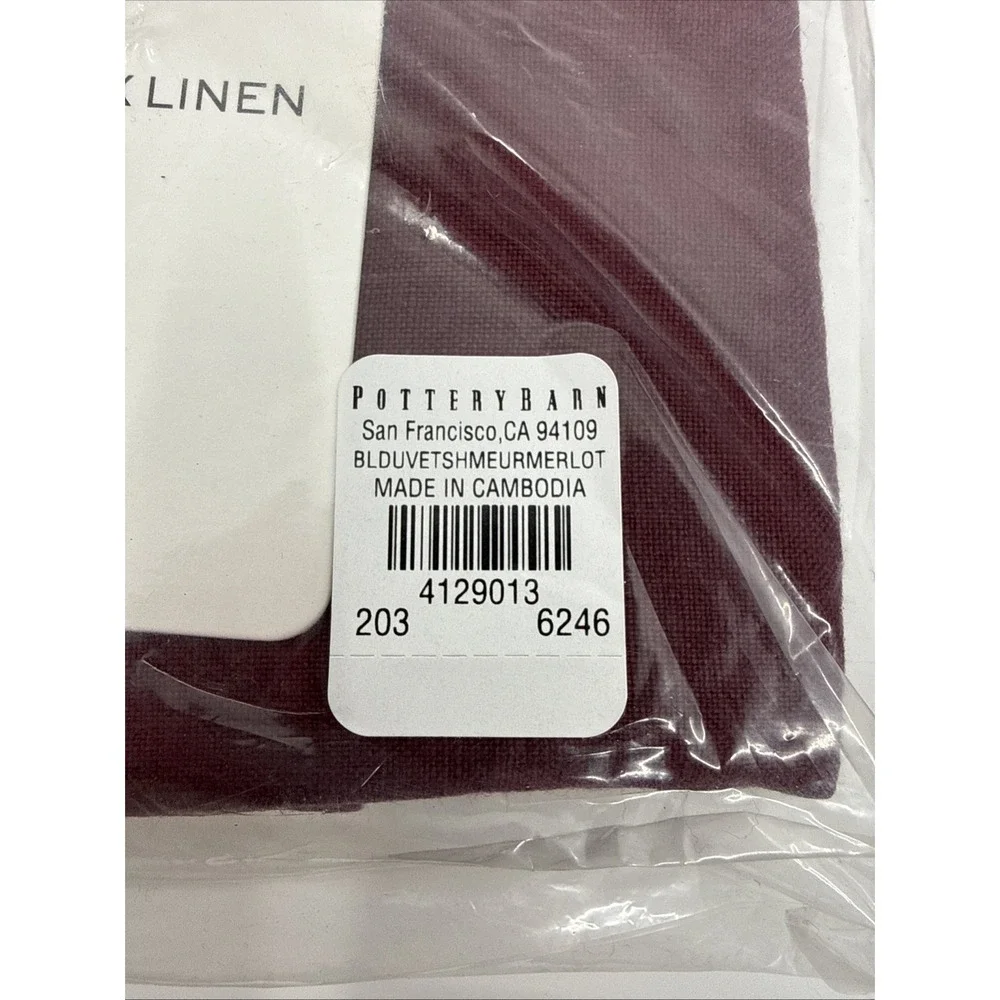 Pottery Barn Merlot Euro Belgian Flax Linen Shams Set Of 2 Luxury 26"x26"\ New - Picture 6 of 6